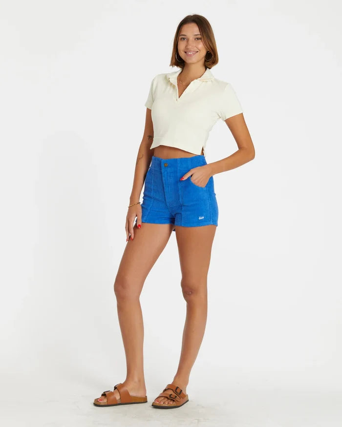 Women's Corduroy Solid Short Blue