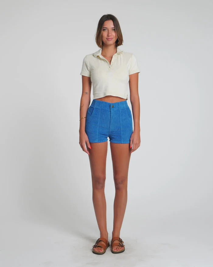 Women's Corduroy Solid Short Blue