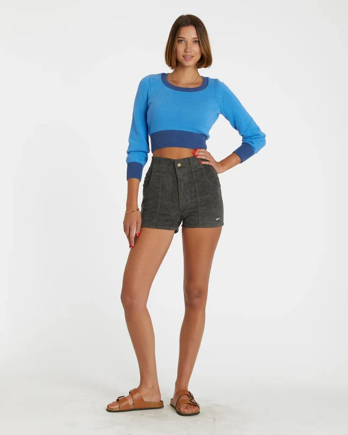 Women's Corduroy Solid Short Gray