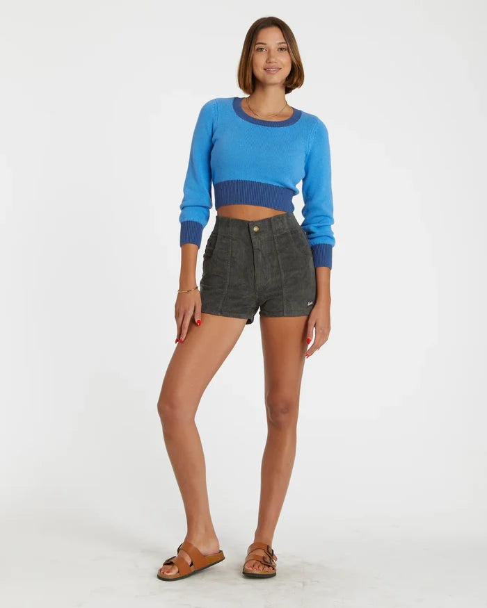 Women's Corduroy Solid Short Gray
