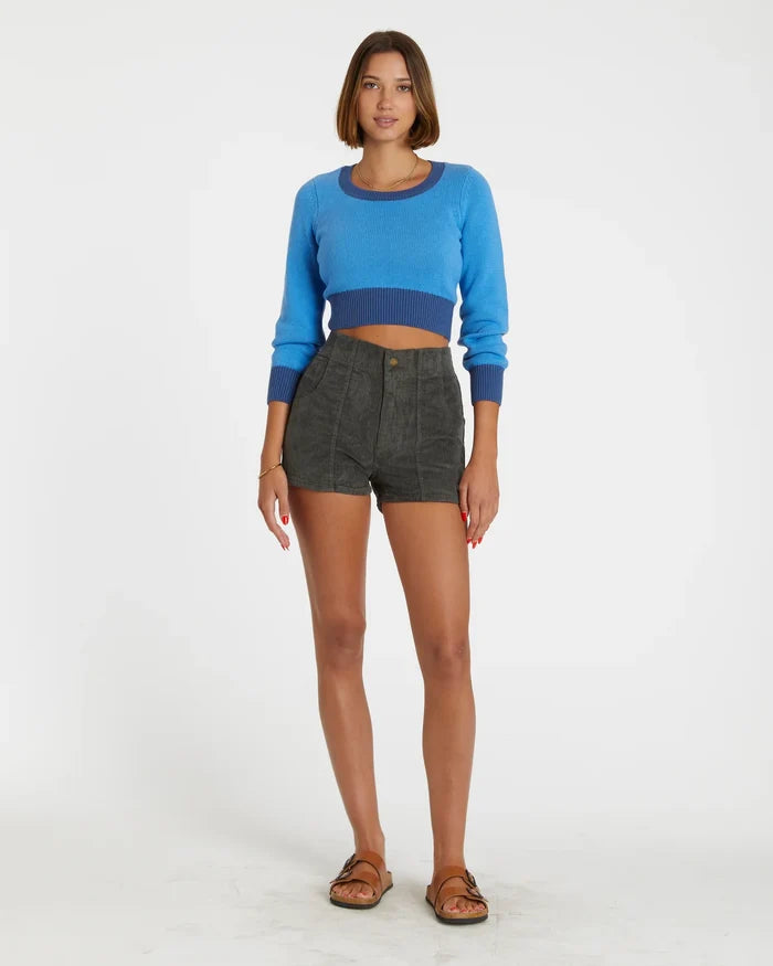 Women's Corduroy Solid Short Gray