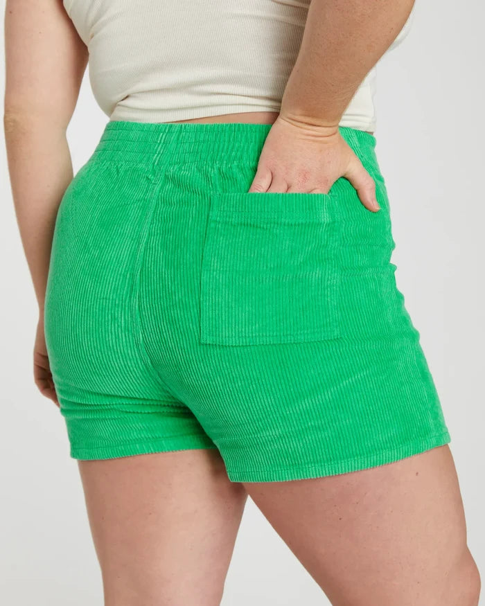 Women's Corduroy Solid Short Green