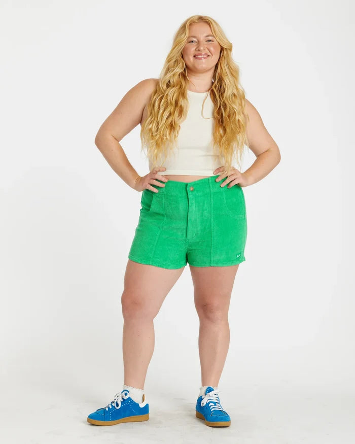 Women's Corduroy Solid Short Green