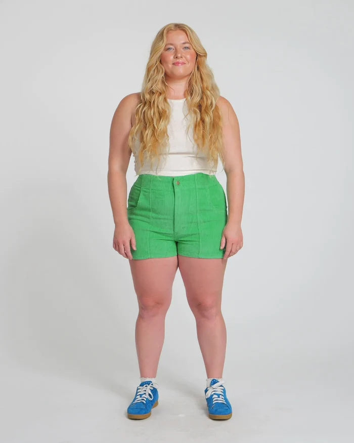 Women's Corduroy Solid Short Green