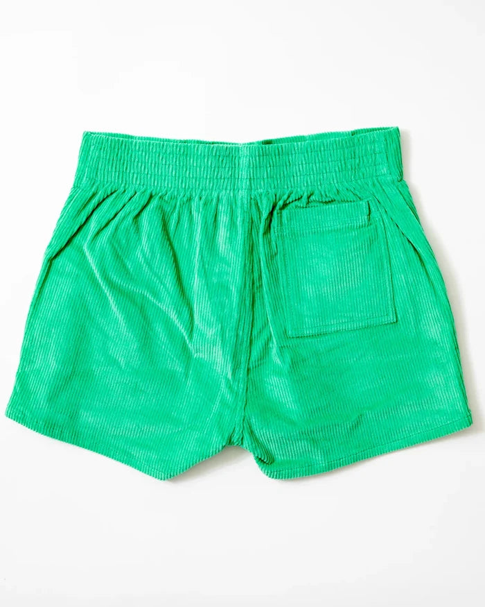 Women's Corduroy Solid Short Green