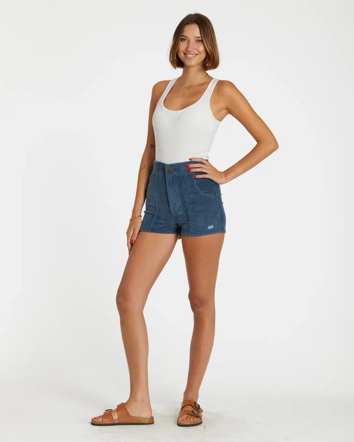 Women's Corduroy Solid Short Navy
