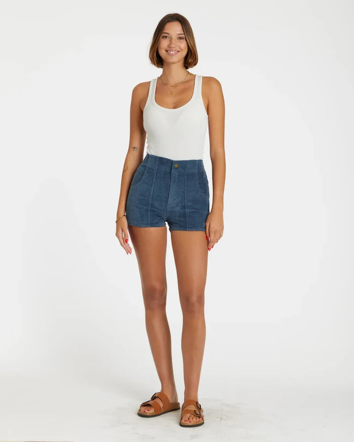 Women's Corduroy Solid Short Navy
