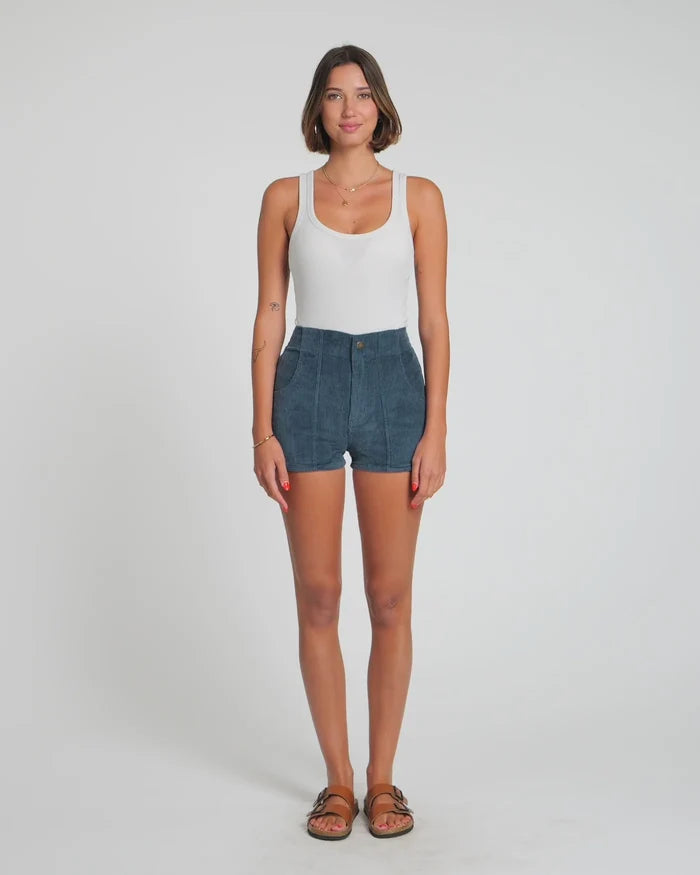 Women's Corduroy Solid Short Navy