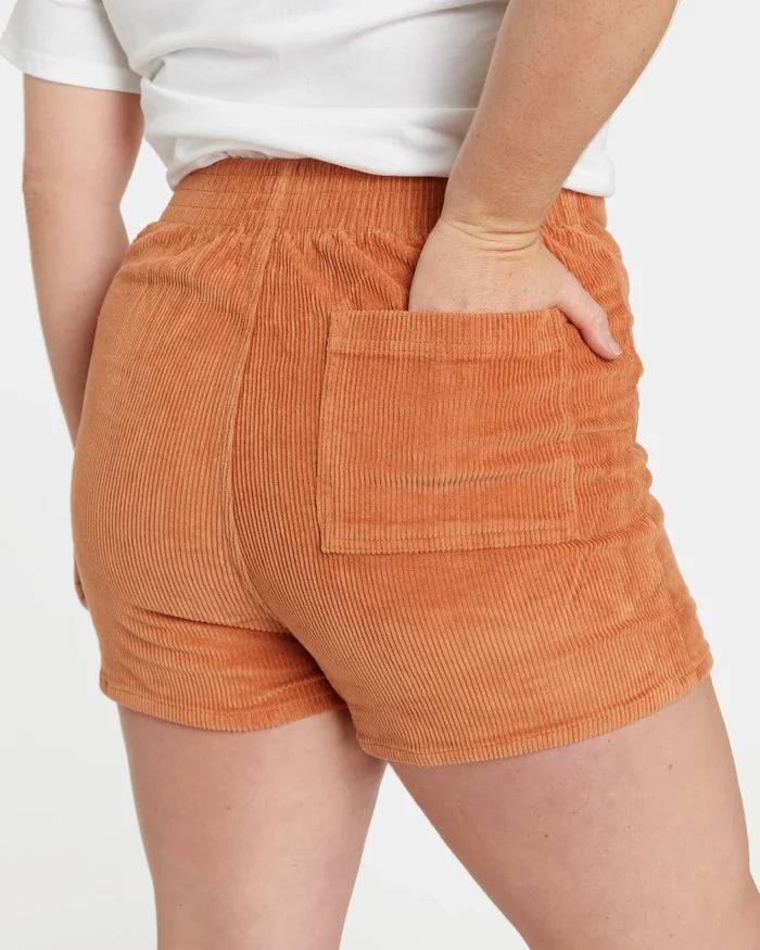 Women's Corduroy Solid Short Rust
