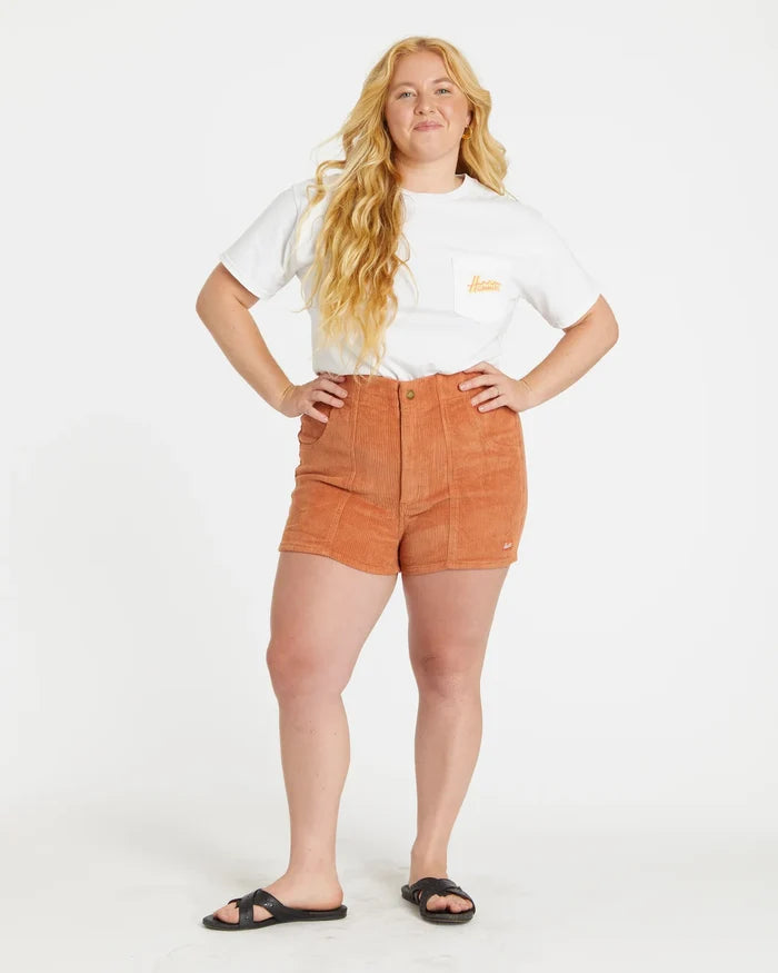 Women's Corduroy Solid Short Rust