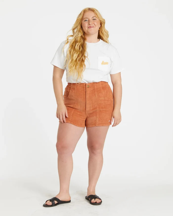 Women's Corduroy Solid Short Rust