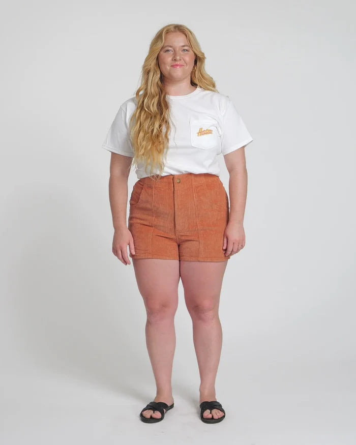 Women's Corduroy Solid Short Rust