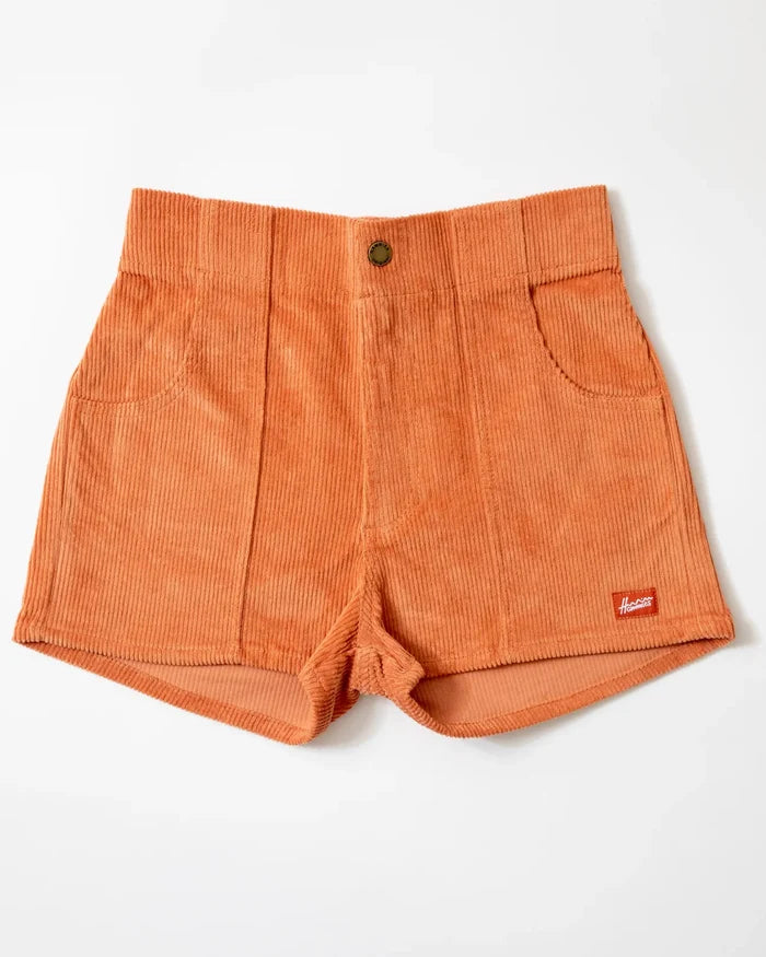Women's Corduroy Solid Short Rust