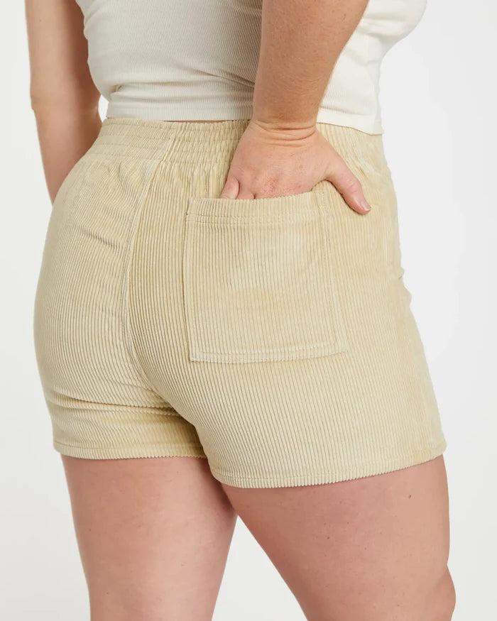Women's Corduroy Solid Short Sand