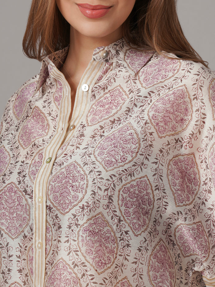 Women's Cotton Silk Boxy Fit Blouse White