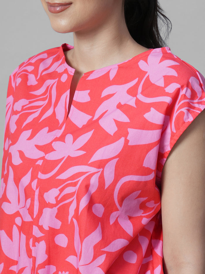 Women's Pink 100% Cotton Regular Fit Blouse