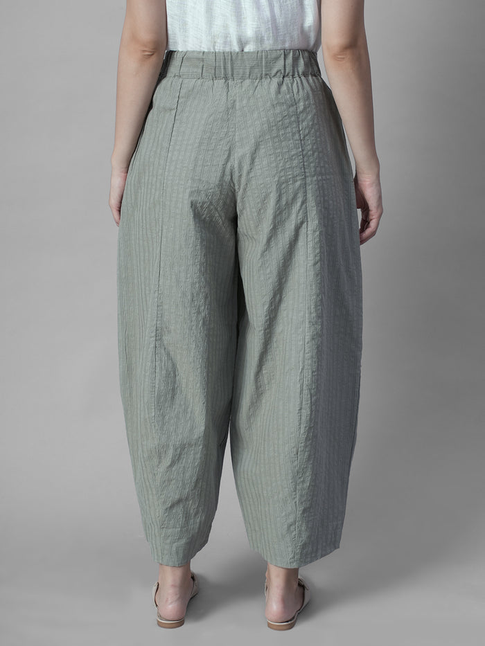 Women's Sage Cotton Lycra Barrel Leg Pant
