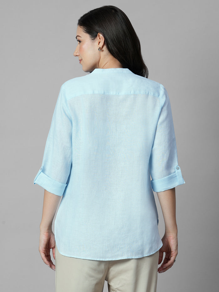 Women's Sky 100% Linen Regular Fit Blouse
