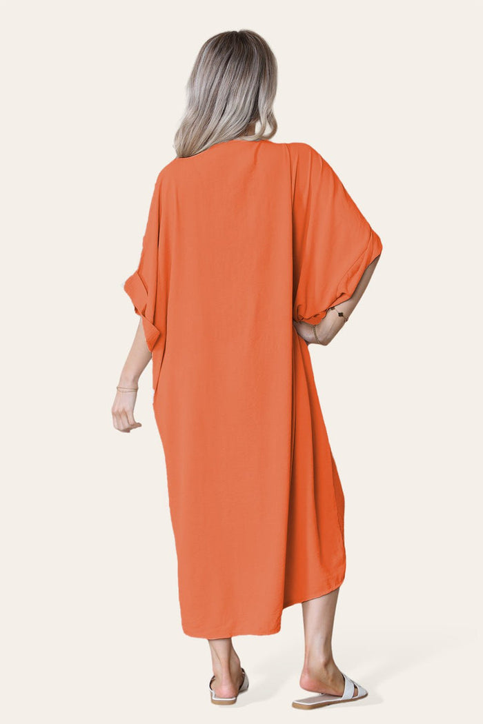 Womens V-Neck Tie Knotted Twisted Front Oversized Longline Midi Dress 🇬🇧