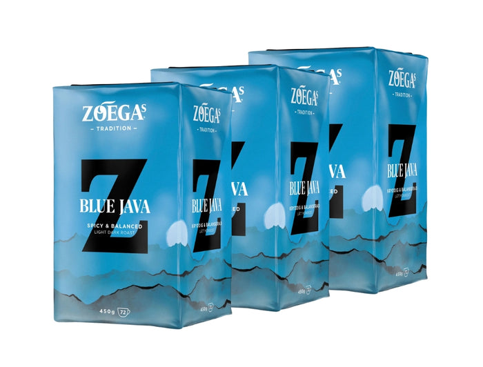 Zoégas Blue Java Ground Coffee 3 × 450g (3 × 15.87 oz) – Premium Swedish Light Dark Roast 100% Arabica Coffee